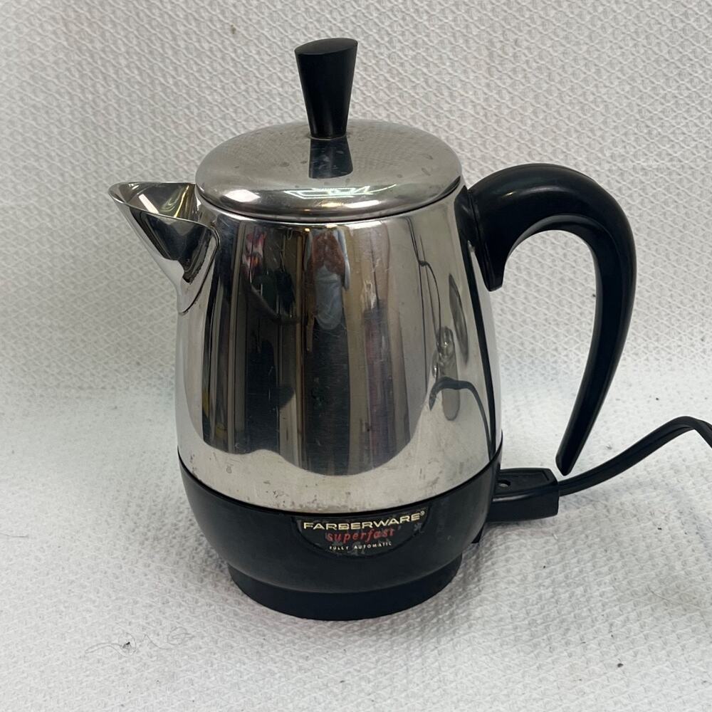Vintage Farberware 134B Superfast 2-4 Cup Electric Coffee Percolator Tested USA